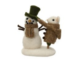 Maus Schneemann Wolle 7x13x14cm