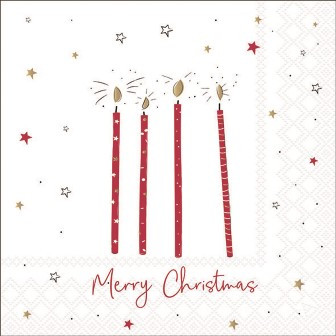 Serviette X-Mas candles red 33x33cm