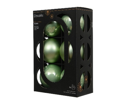 Kugeln Glas matcha green mix 6St. 8cm