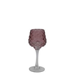 Teelichthalter PINE GLOW STEM Glas raspberry rose 19x8,3cm