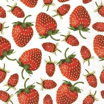 Serviette Strawberries 33x33cm