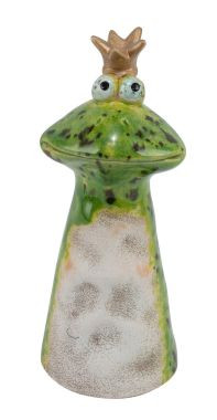 Figur Frosch m.Krone Keramik grün/gelb 9,4x9x22,5cm