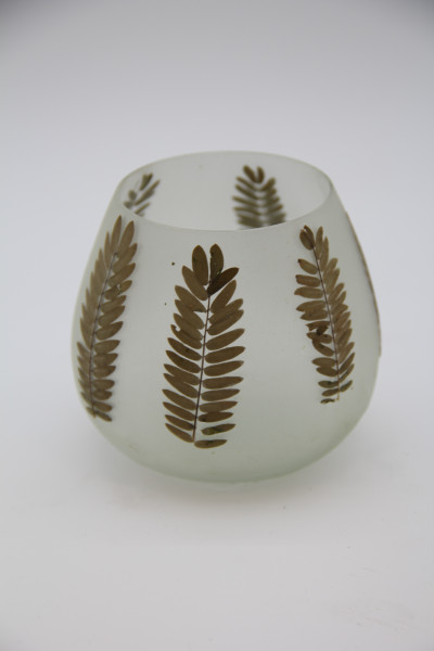 Votiv Glas weiss/grün 7x10x9cm
