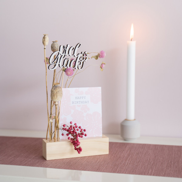 Stecker Holz viel Glück weiss