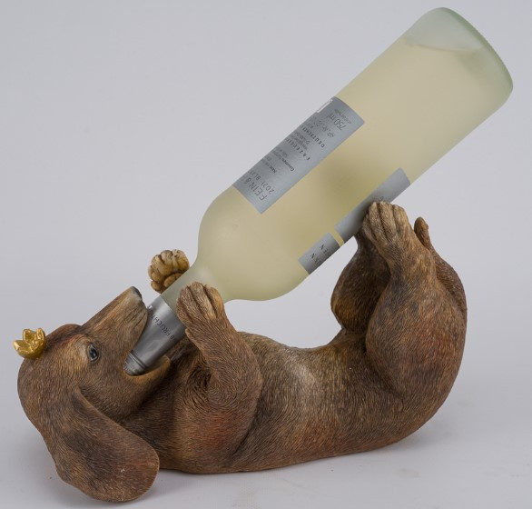 Flaschenhalter Hund Poly braun 32x9,5x18cm