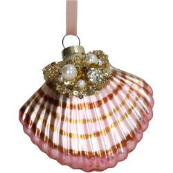 Hänger Shell Glas Champagne 7,6cm