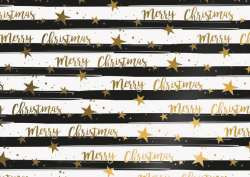 Geschenkpapier 1,5mx70cm Christmas Stripes, schwarz-gol