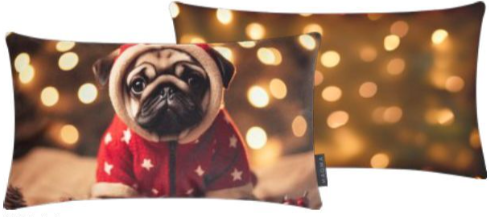 Kissen Xmas Puppies Mops 30X50cm