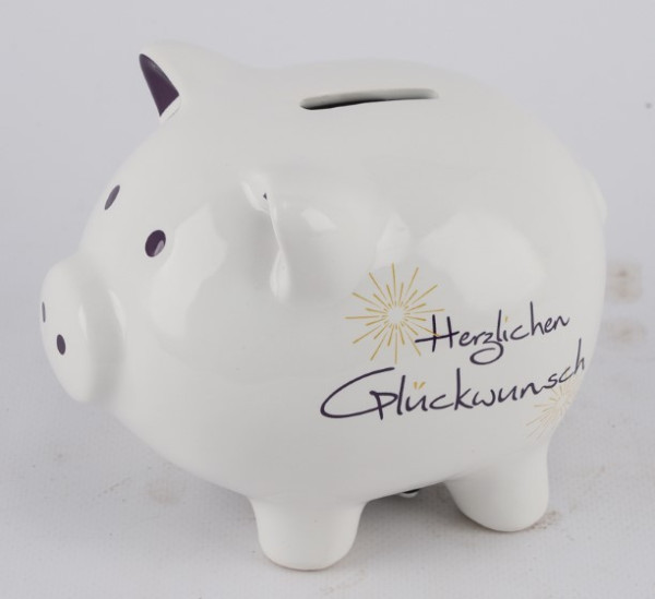Sparschwein Keramik weiß 11,5x9x9