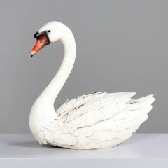 Schwan Metall weiß 44cm