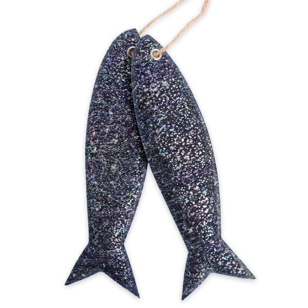 Deko FISHY 17x5cm Set 2Stück blau