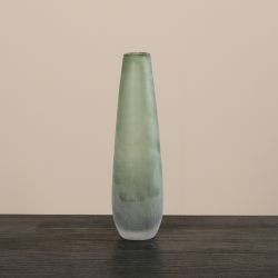 Vase Glas grün 35cm mundgeblasen, handgeschliffen