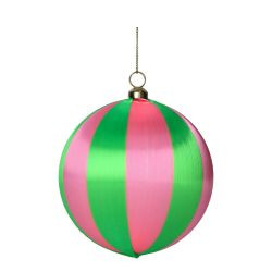 Weihnachtskugel Chinois 12cm, Streifen, grün/rosa D12cm