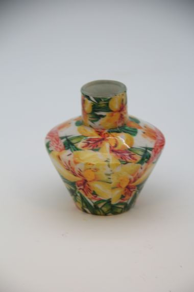 Vase Glas gelb/grün 3x10x10cm