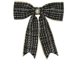 Schleife Tweed schwarz Polyester 4x33x40cm