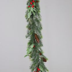 Girlande Tannen-Beeren mit Eukalyptus grün 120cm