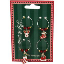 Glasmarkierer Xmas Metall rot 14x9cm CARD/4