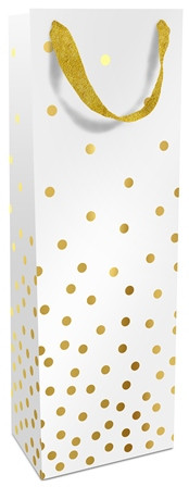 Geschenktasche 12x36x8cm Golden Dots weiß
