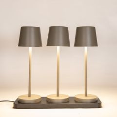 Tischlampe mit Ladestation USB taupe 27,5x9CM 3er Set