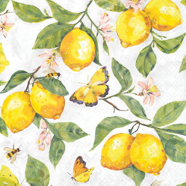 Serviette Fresh lemons white 25x25cm