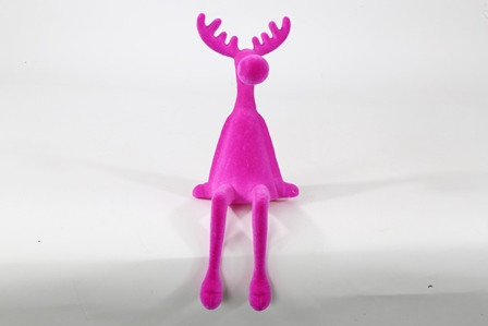 Kantenhocker Rentier samtlook pink 35cm