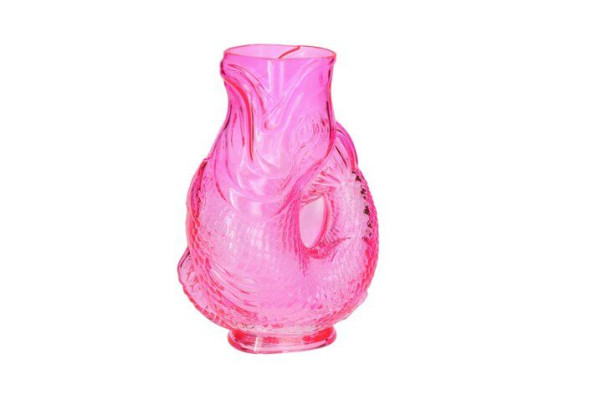 Vase/Karaffe Fisch Glas pink 16,5x24x10cm