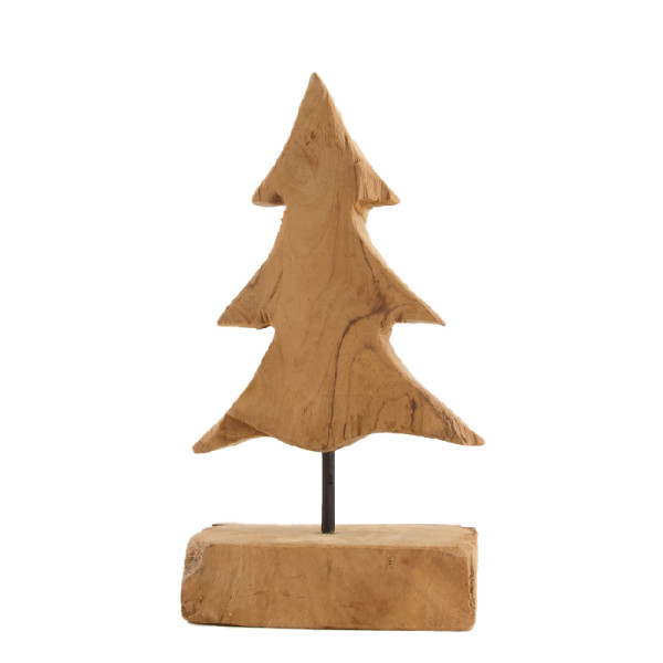Weihnachtsbaum Teak auf Fuß natur 15x10x28cm