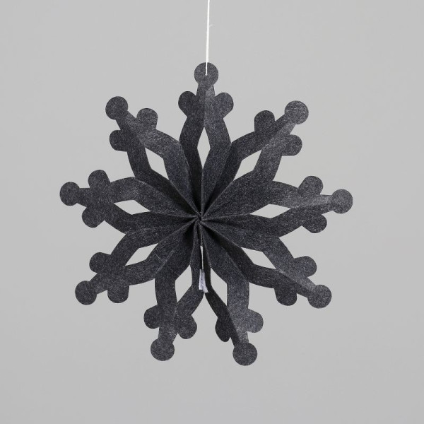 Schneeflocke Hänger Filz schwarz 32cm