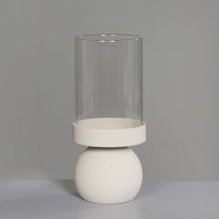 Windlicht Metall, inkl. Glas creme 24cm