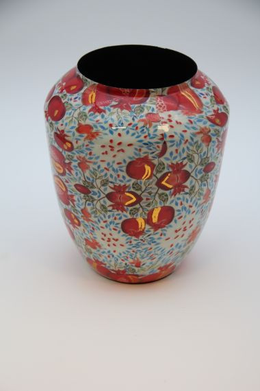 Vase Metall rot/weiss 12x19x23cm