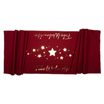 Tischläufer FroheWeihnachten 40x155cm weinrot/gold