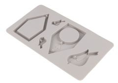 Gießform Silikon Vogelhäuser + Vögel 14,5x26x1,2cm 5 Formen Box 1Stück