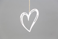 Hänger Herz Metall weiß gewischt 14x11x0,1cm Hänger Herz Metall weiß gewischt 14x11x0,1cm