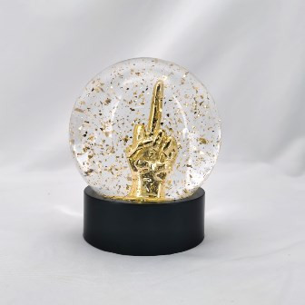 Schüttel Kugel Mittelfinger gold 11,5cm