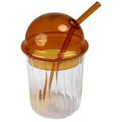 Becher Glas bernstein 10x10x20cm