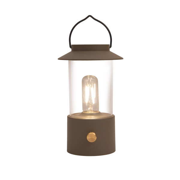 Laterne IP44 matt taupe ww dimmbar LED inkl.USB 24X9cm