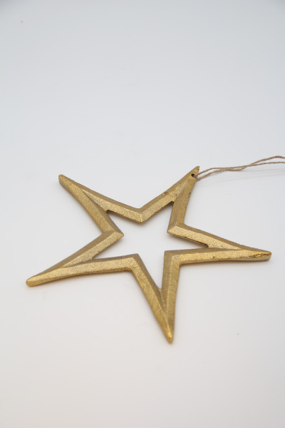 Hänger Stern Aluminium gold glänzend 17cm