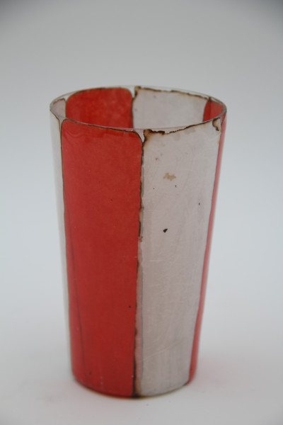 Votiv Glas rot/weiss 7x7x14cm