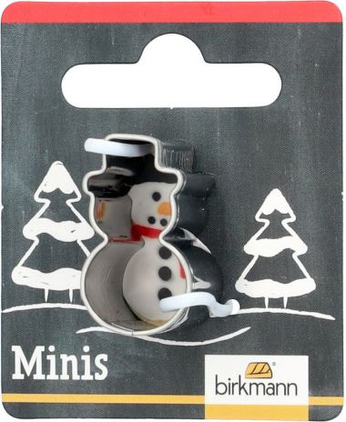 Mini-Ausstechform Schneemann 2,7cm Edelstahl auf Cardboard PG rot