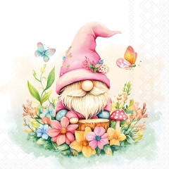 Serviette Charming gnome 33x33cm