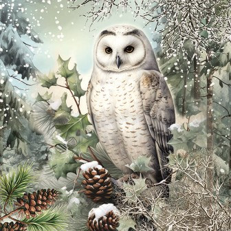 Serviette Snowy owl 33x33cm