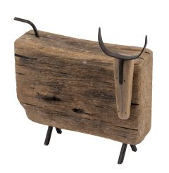 Kuh Holz Metallbeine u.Hörner 9x5,5x10,5cm