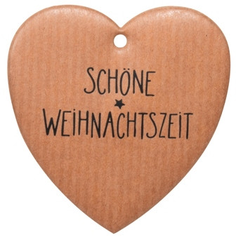 Anhänger Weihnachtsherz hellbraun 55mm 16Stück