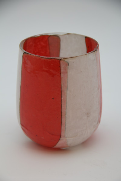 Votiv Glas rot/weiss 8x11cm