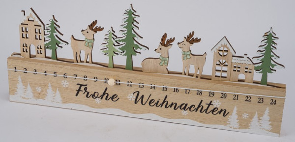 Adventsleiste Holz natur grün 40x2,5x17cm