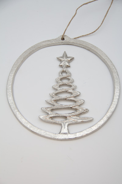 Hänger Baum Aluminium silber 13cm