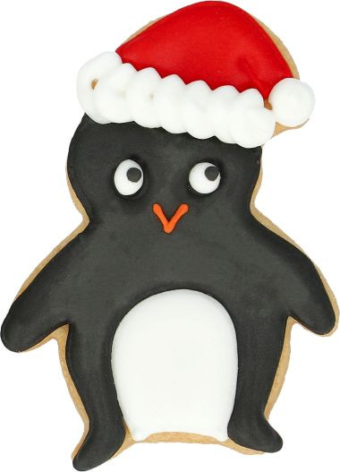 Ausstechform, Weihnachtspinguin 8cm, Edelstahl mit Innenprägung PG blau