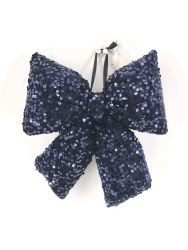 PSchleife Pailetten dk.-blau 27cm