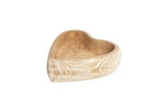 Schale Herz Paulowniaholz geweißt, 27x27x8cm