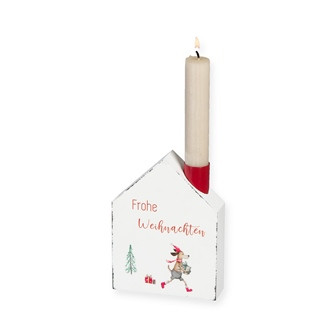 Kerzenhalter Haus Holz weiss 10x13cm